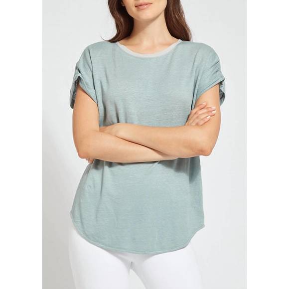 Bernadette Short Sleeve Ribbed Top in Black - Lysse 21-3680-M7 main image 0